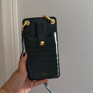 JW PEI Black Croc-Embossed Crossbody Bag